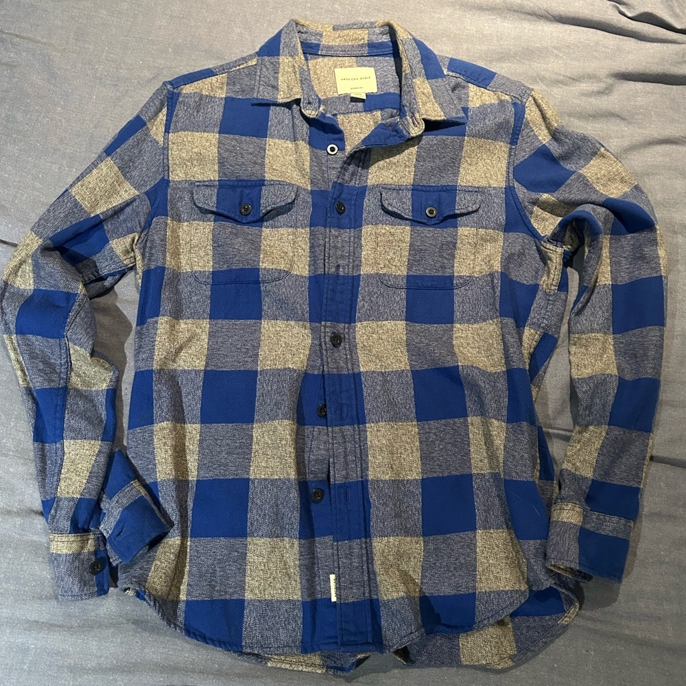 Blue and Gray Plaid Flannel